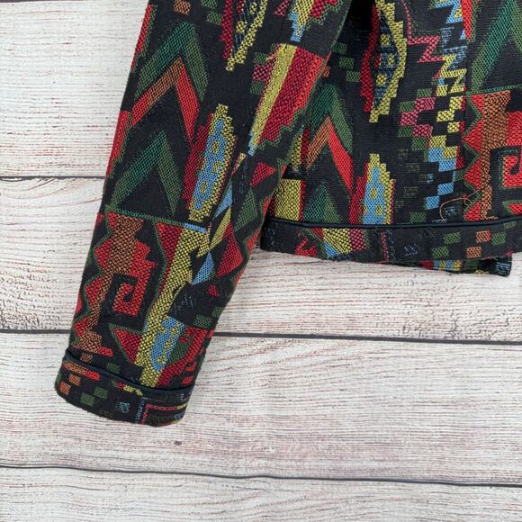Catherine Malandrino Knit Southwest Aztec Print Jacket Women's 4 Black/Red/Green - Picture 14 of 14